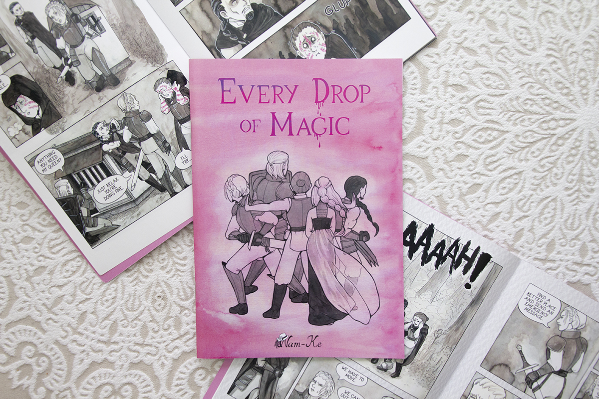 Every Drop of Magic sarjakuvazinen kansi ja pari sisäsivua.